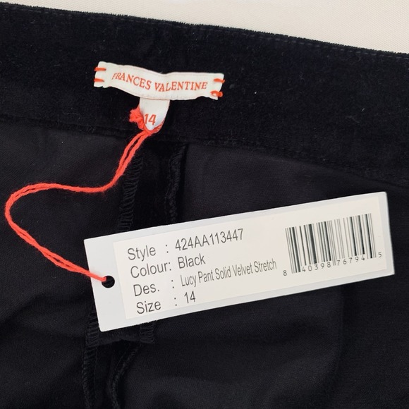 NWT‎ Frances Valentine Lucy Pant Black Velvet Japanese Stretch Women 14 Luxury - Picture 3 of 9
